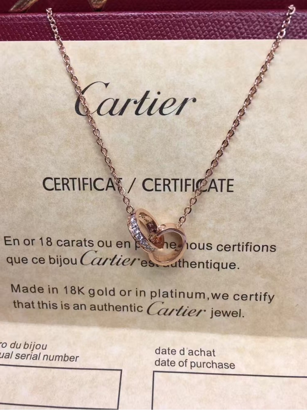 Cartierr Rose Gold Interlocking Heart Necklace